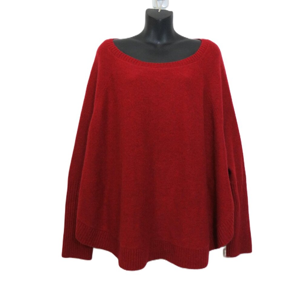 Eileen Fisher size Large 100% Cashmere Sweater Pullover Relaxed Round Hem Red